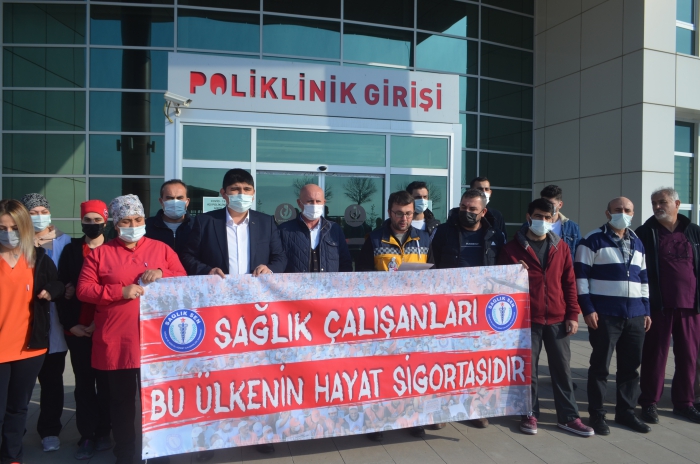 Sağlık-Sen Sinop Şubesi Durağan Şehit Hakan Tanrıkulu Devlet Hastane Temsilcileri Basın Açıklaması