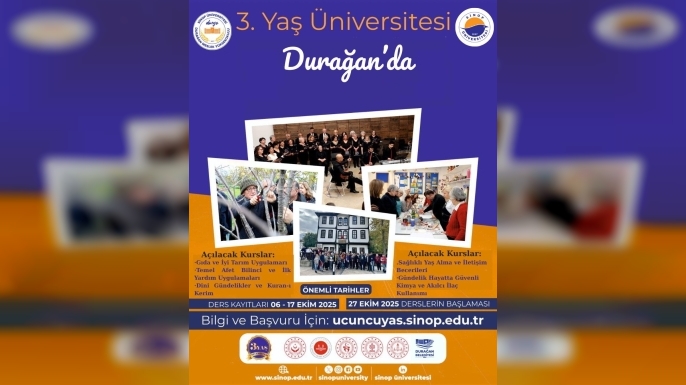 3. YAŞ ÜNİVERSİTESİ DURAĞAN’DA BAŞLIYOR!