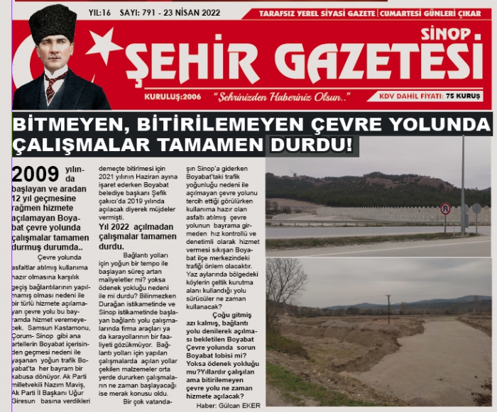 BİTMEYEN, BİTİRİLEMEYEN ÇEVRE YOLUNDA ÇALIŞMALAR TAMAMEN DURDU!