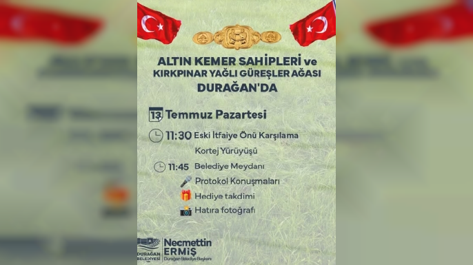 DURAĞAN, KIRKPINAR'IN ALTIN KEMER SAHİPLERİNİ VE AĞASINI AĞIRLAYACAK