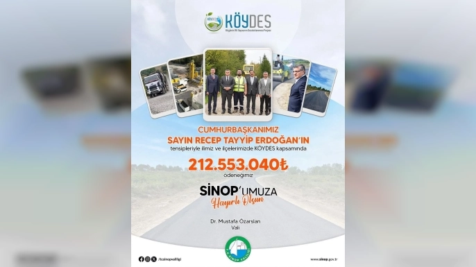 SİNOP’A KÖYDES KAPSAMINDA 212 MİLYON TL ÖDENEK