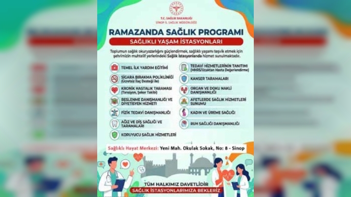 SİNOP’TA RAMAZAN BOYUNCA SAĞLIK İSTASYONLARI KURULACAK