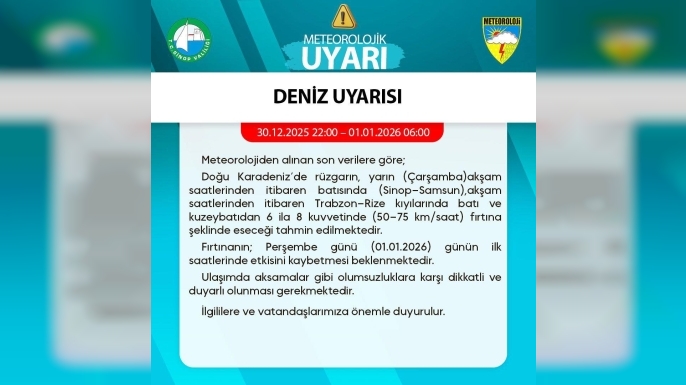 YENİ YILA FIRTINA UYARISIYLA GİRİLİYOR