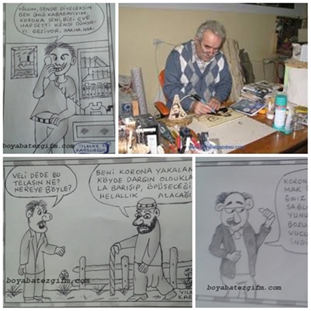 Yılmaz Karslıoğlu'da Coronovirüs  Salgını İle Mücadelesine Karikatürleriyle Destek Veriyor